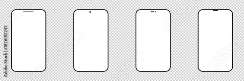 Realistic smartphone blank screen, phone mockup isolated on transparent background. Template for infographics or presentation UI design interface .Vector illustration. EPS 10 .