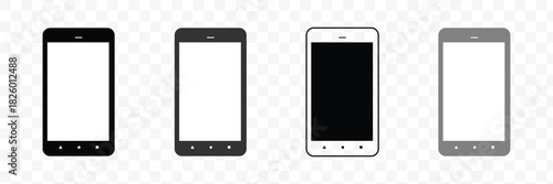 Realistic smartphone blank screen, phone mockup isolated on transparent background. Template for infographics or presentation UI design interface .Vector illustration. EPS 10 .