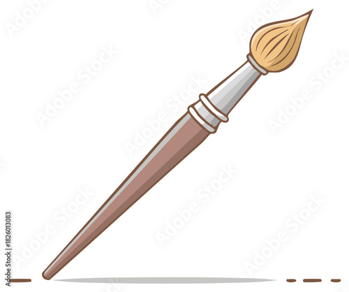 Illustration of a paintbrush drawing a line on a white background for artistic projects