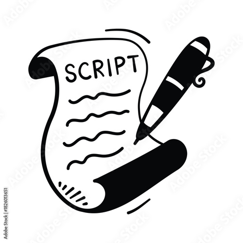 Creative movie script paper and pencil symbol for filmmaking and storytelling.