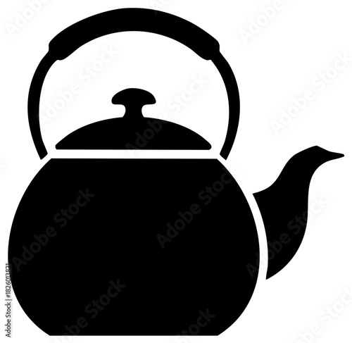 Classic black kettle silhouette with handle and spout