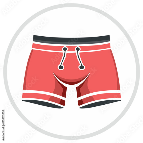 Swim trunks vector icon, modern summer apparel with drawstring, beach clothing
