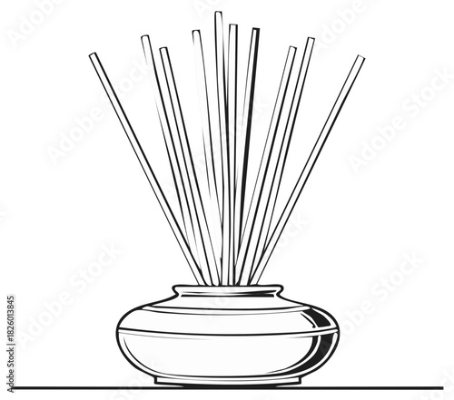Aromatic reed diffuser illustration