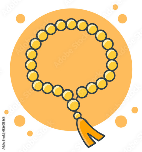 Spiritual prayer beads vector icon for meditation and religious worship illustration