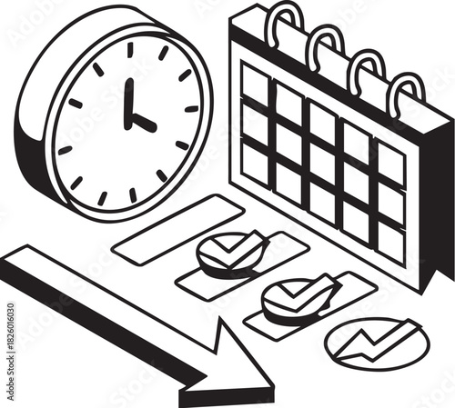 Abstract geometric shapes with vibrant color accents and clean lines