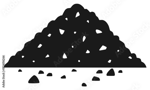 Silhouette pile of dirt and stones vector graphics simple design black