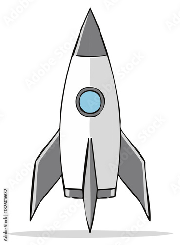 Cartoon rocket illustration Space travel concept Spaceship flight symbol Future technology