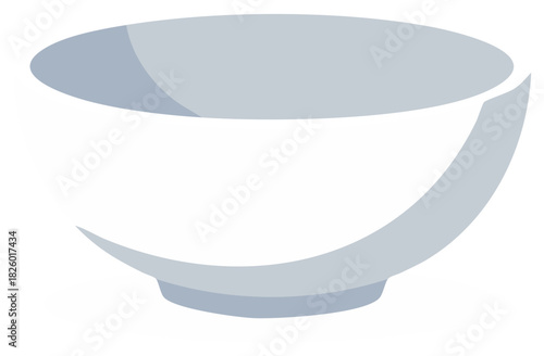 Simple Grey Bowl, Minimalist Design, Food Preparation, Flat Vector Illustration