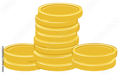 Stack of Golden Coins, Symbolizing Wealth and Prosperity, Cartoon Illustration