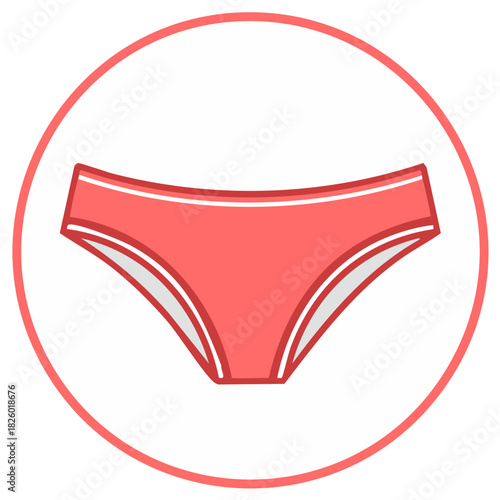 Simple Icon of Coral Pink Underwear in a Circle