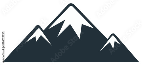 Stylized dark blue mountain peaks with white snow caps and sharp angles vector illustration