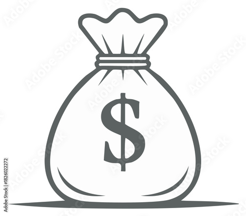 Stylized illustration of a full money bag with a large dollar sign symbolizing wealth and financial success