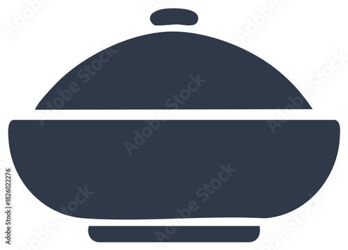 Illustration of a serving dish with a lid, graphic design element.