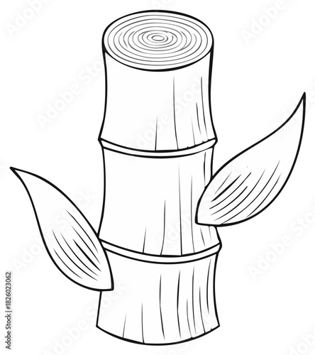 black and white bamboo plant with leaves clip art preview
