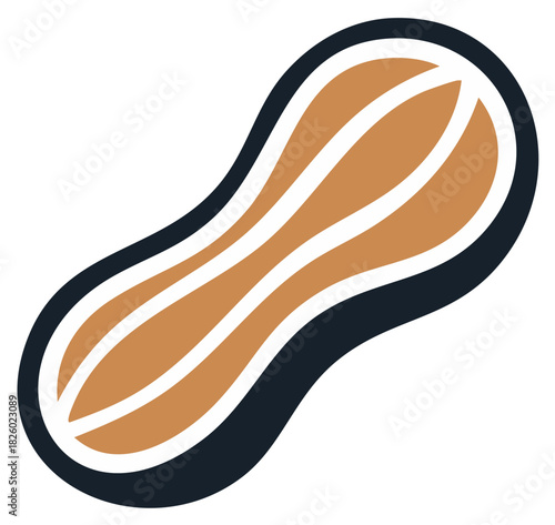 Stylized peanut icon vector illustration for food and allergy symbol
