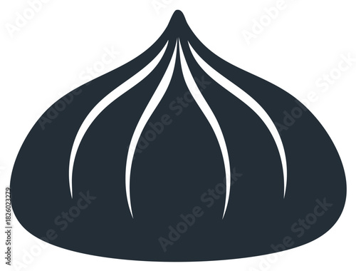 Stylized dark blue onion dome representing architecture and faith with elegant lines