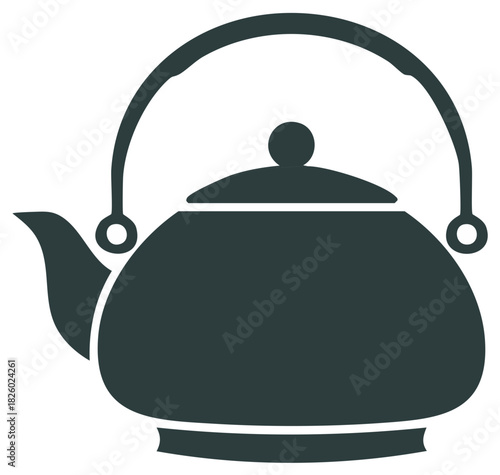 Simple traditional teapot icon with a top handle, a classic kitchenware silhouette for brewing hot beverages