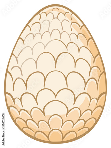 Cartoon illustration of a decorative egg with a scale-like pattern