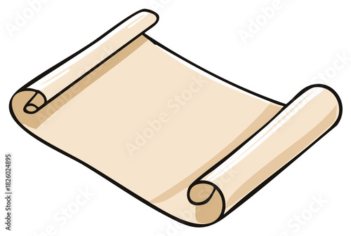 Aged Scroll Illustration Featuring Blank Parchment for Announcements or Medieval Roleplay
