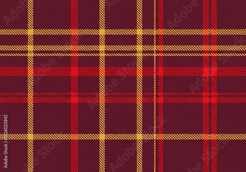 Burgundy and Gold Plaid Pattern for Textile Design
