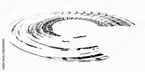 Tire tread marks, wheel textures, tire marks - car racing, motocross, drift, rally, off-road and others. Vector black isolated texture in grunge style with splashes.eps10