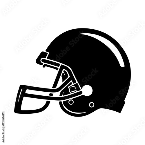 Black American Football Helmet Icon Silhouette Design for Sports, Competition, and Team Activities