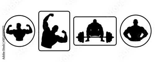 set of bodybuilder silhouettes