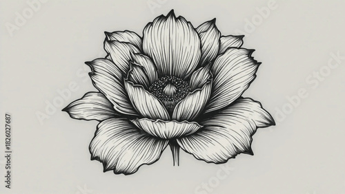 Premium vector illustration of a blooming flower in intricate line art style.