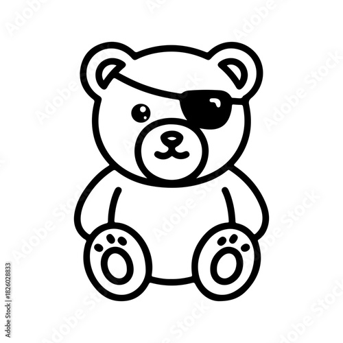 Cute cartoon pirate teddy bear with an eye patch and a cheerful expression 