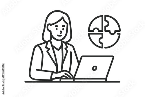 Female professional analyzing data and solving complex business problems using technology