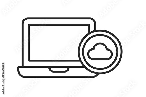 Laptop computer connected to cloud storage for data synchronization and remote access