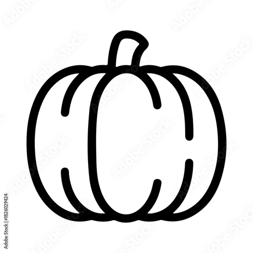 Outline of a Simple Pumpkin Graphic for Fall Celebrations and Seasonal Decorations in Black and White Style
