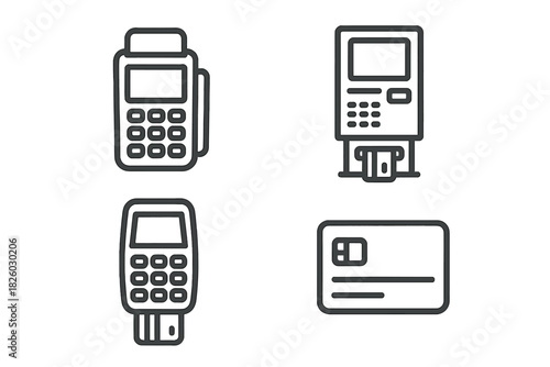 Electronic payment devices set including POS terminals and bank card symbol