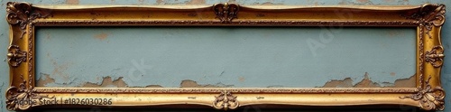 Antique gold picture frame, distressed finish , crackle, object