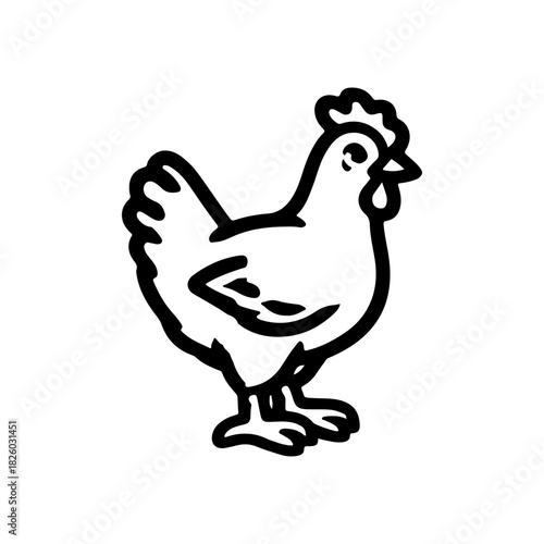 Simple and Elegant Line Art of a Chicken Suitable for Farm and Agriculture Themes