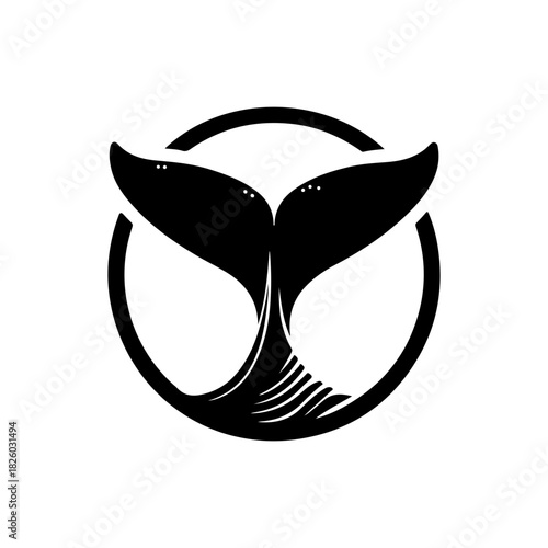 Elegant Whale Tail Design in Circle Emblem for Environmental Awareness and Marine Conservation Themes