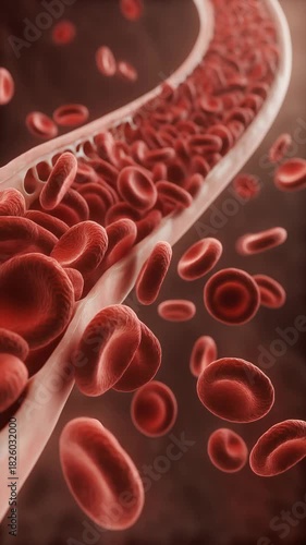 Wallpaper Mural A microscopic, scientific visualization of red blood cells flowing through a human artery Torontodigital.ca