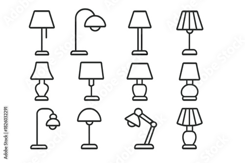 Diverse selection of modern and classic indoor lamps and lighting fixtures for interior design projects