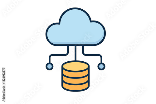 Cloud computing connection to database storage and network infrastructure for digital data transfer
