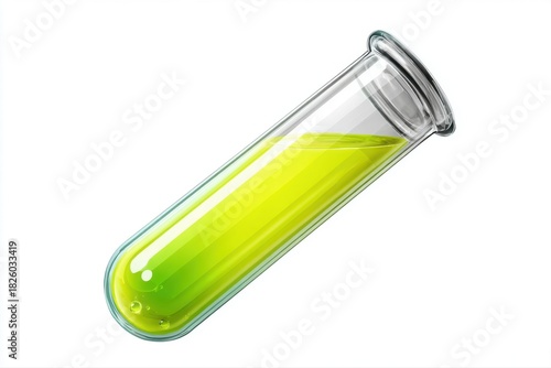 Green Glowing Chemistry Liquid in Glass Tube Medical Research Science on transparent background