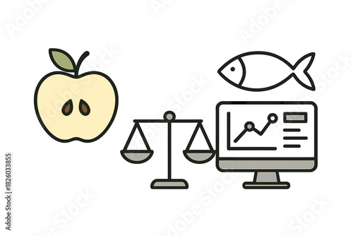 Conceptual representation of diet planning, nutritional balance, and health data monitoring