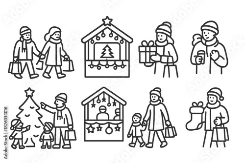 People shopping for gifts and enjoying the festive atmosphere at a Christmas market