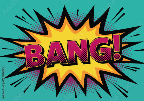 Comic Book Burst with 'Bang' Text Retro Explosion Effect for Designs and Illustrations