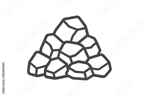 Minimalist depiction of rough natural stones and boulders stacked in a pile