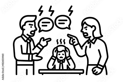 Person caught in the middle of a heated argument between two angry colleagues