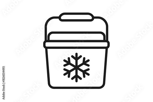 Portable cooler box or freezer container with a snowflake symbol for cold storage
