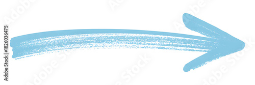 Blue arrow pointing to the right on a white background