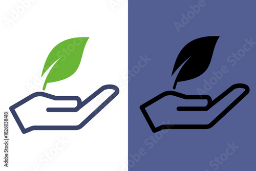 Eco Hand with Leaf Icon – Nature Care and Sustainability Symbol