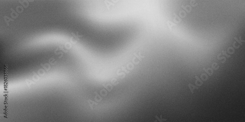 Black white dark gray silvery abstract background. Color gradient. Wave. Rough grain grainy grungy noise dust. Brushed matte shimmery blur. Light. Metallic steel metal effect. Design.