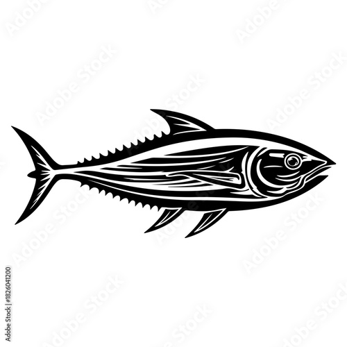 Minimalistic black silhouette of a cat sitting gracefully with a curled tail and pointed ears on a white background